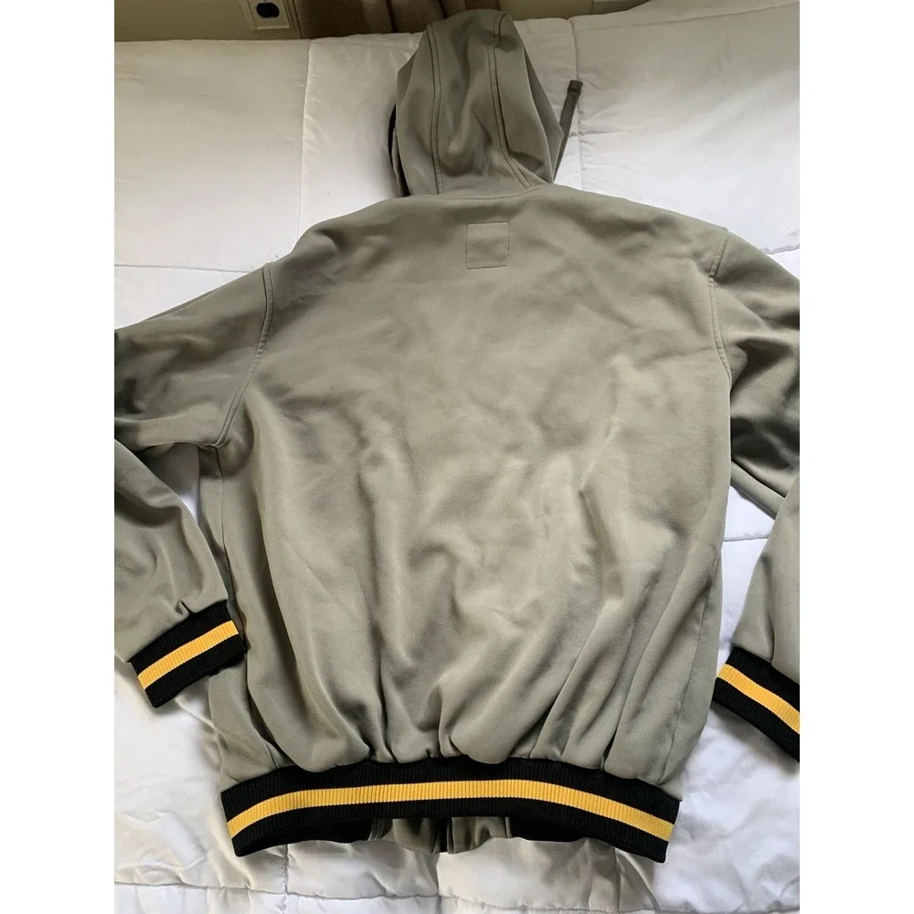 Pittsburgh Steelers NFL Men's Large Gray Full Zip Hooded‎ Fleece Jacket